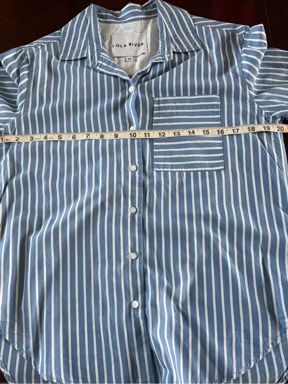 Blue & White Striped Button-Down Shirt for Women - Picture 6 of 6